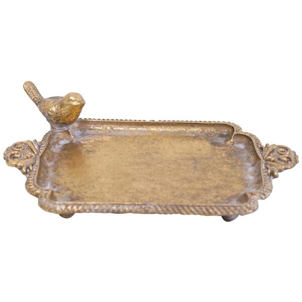 LVD Resin Trinket Tray Bird Tabletop Display Home/Lounge Decor 14.3cm Gold