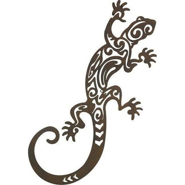 LVD Metal Wall Art Gecko Decorative Ornament Figure Home/Garden Decor Brown