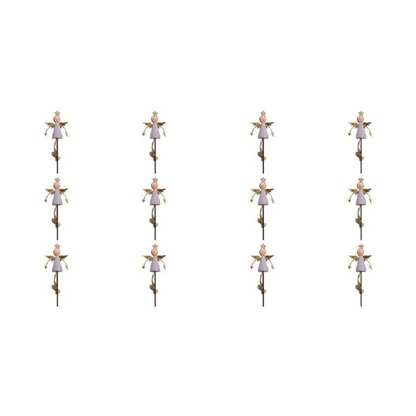 12x LVD Metal/Wood Angel Lilac Pot/Planter Stake Christmas Garden Decor 43cm