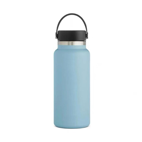 Nevenka Stainless Steel Thermos Cup Wide Mouth Water Bottle for Outdoor Travel-Rraindrop Blue 40OZ