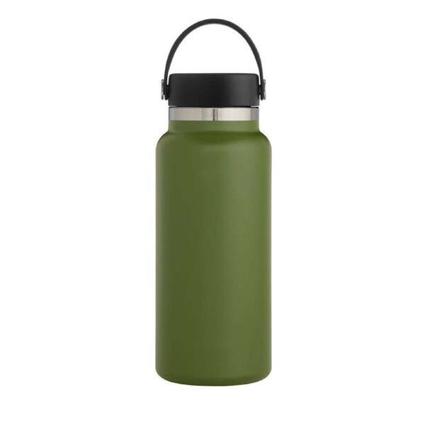 Nevenka Stainless Steel Thermos Cup Wide Mouth Water Bottle for Outdoor Travel-Army Green 32OZ