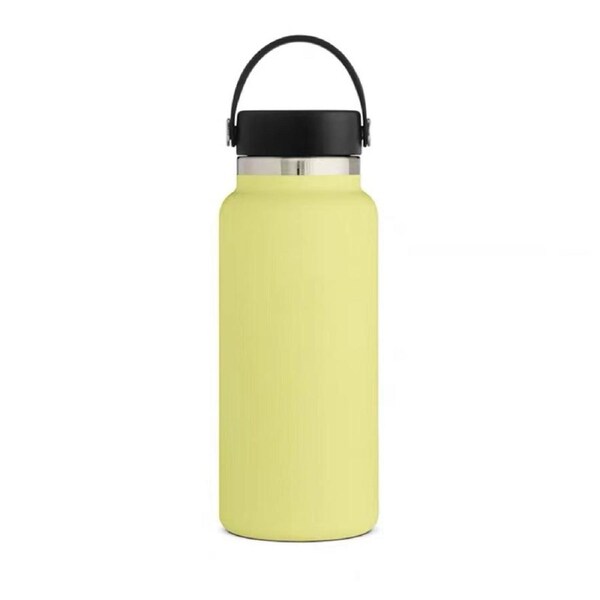 Nevenka Stainless Steel Thermos Cup Wide Mouth Water Bottle for Outdoor Travel-Pineapple Yellow 32OZ