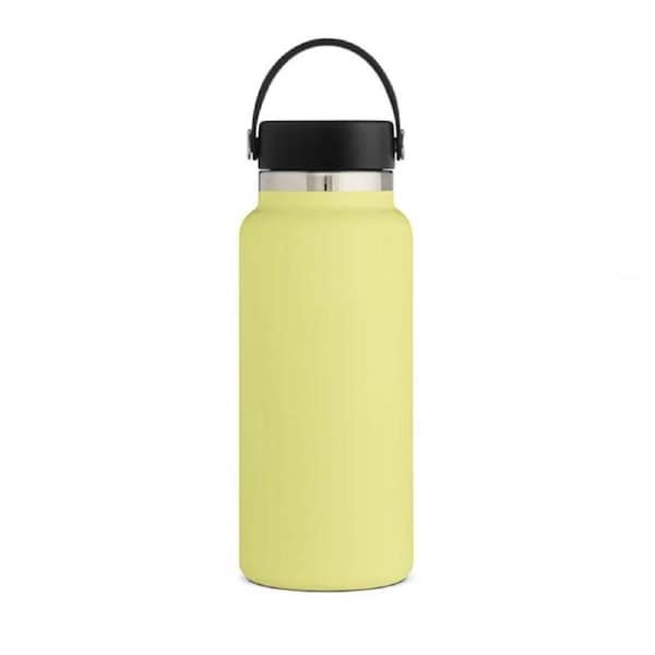 Nevenka Stainless Steel Thermos Cup Wide Mouth Water Bottle for Outdoor Travel-Pineapple Yellow 40OZ