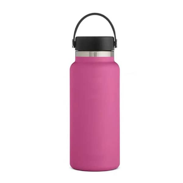 Nevenka Stainless Steel Thermos Cup Wide Mouth Water Bottle for Outdoor Travel-Carnation Red 40OZ