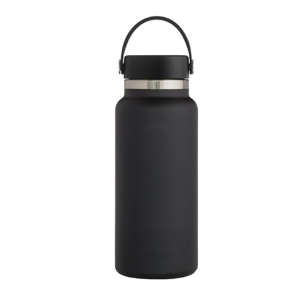 Nevenka Stainless Steel Thermos Cup Wide Mouth Water Bottle for Outdoor Travel-Black 32OZ