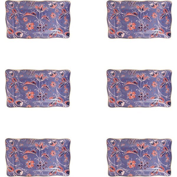 6x LVD Porcelain Serving Plate Tray Platter Home/Kitchen Decor 12x20cm Berry