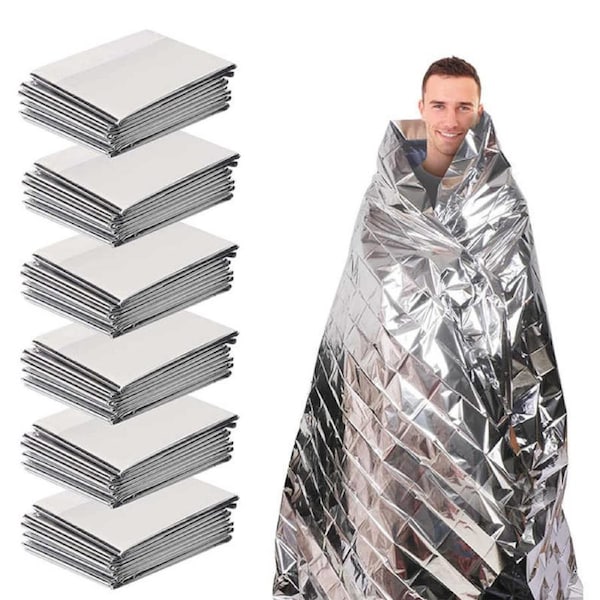 Nevenka 6 Pack Foil Mylar Thermal Emergency Blankets for Outdoors 140X210CM