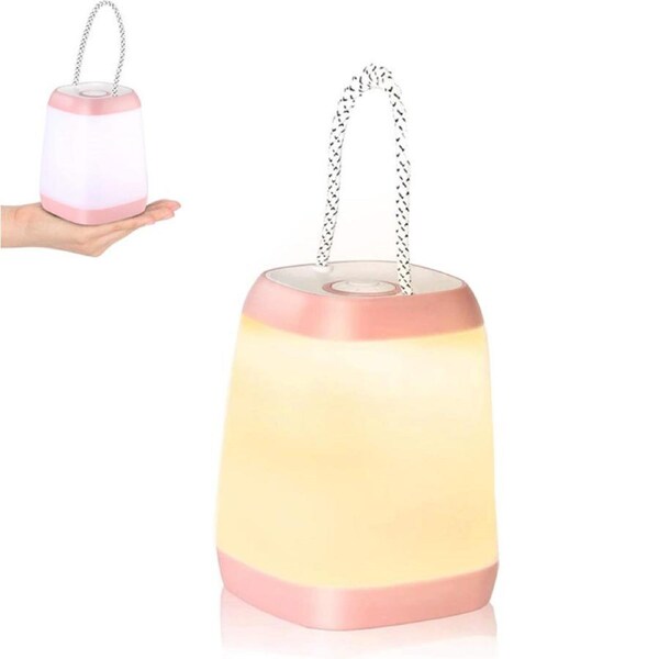 Nevenka LED Camping Light Portable Tent Lantern 3 Modes for Outdoor and Indoor-Pink Battery