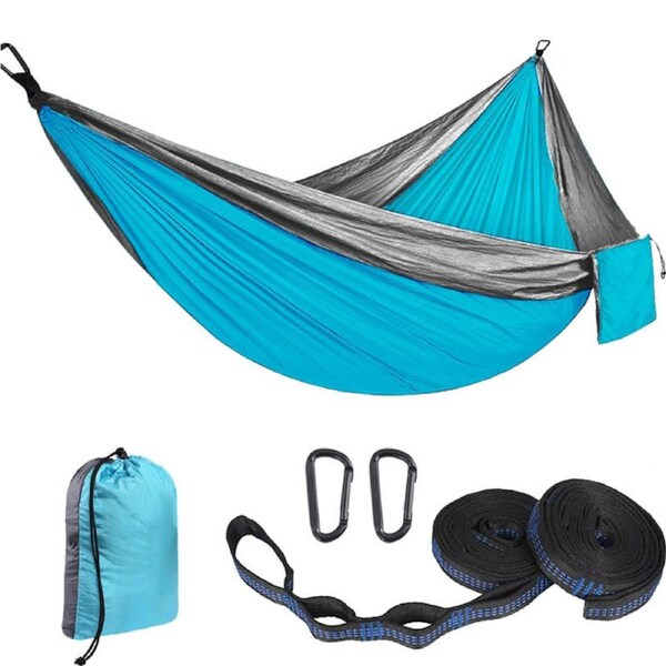 Nevenka Camping Portable Hammocks with 2 Tree Straps for Travel Beach Backyard-Gray/SkuBlue L-300 X 200 CM