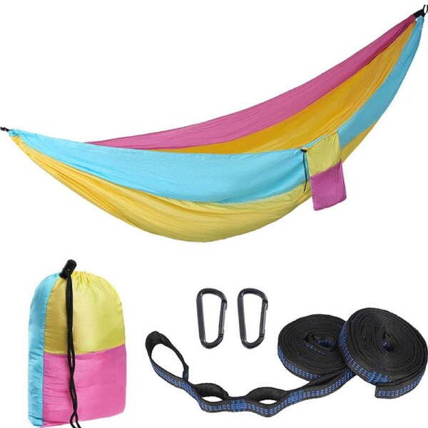 Nevenka Camping Portable Hammocks with 2 Tree Straps for Travel Beach Backyard-3ColorPink S-270 X 140 CM