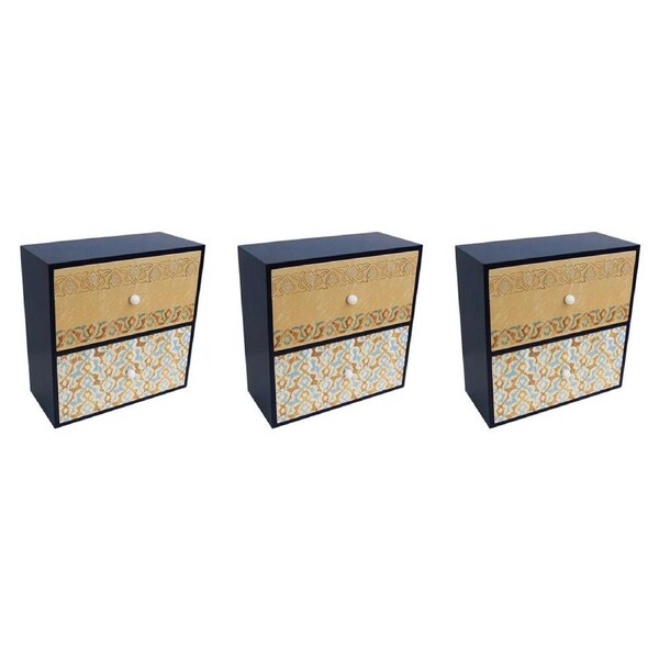 3x LVD MDF Drawers Silk Road Decorative Display Indoor Home Room Decor 22x22cm
