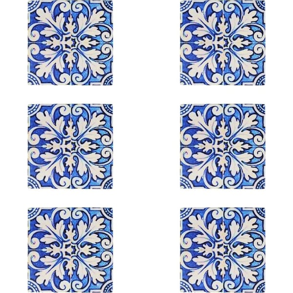 6x LVD Ceramic/Cork Trivet Malaga Tile Table Mat Home/Kitchen Decor 15cm Blue