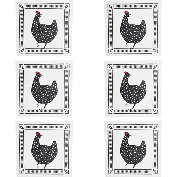 6x LVD Ceramic/Cork Trivet Cluckers Decorative Tablemat Home/Kitchen Decor 20cm