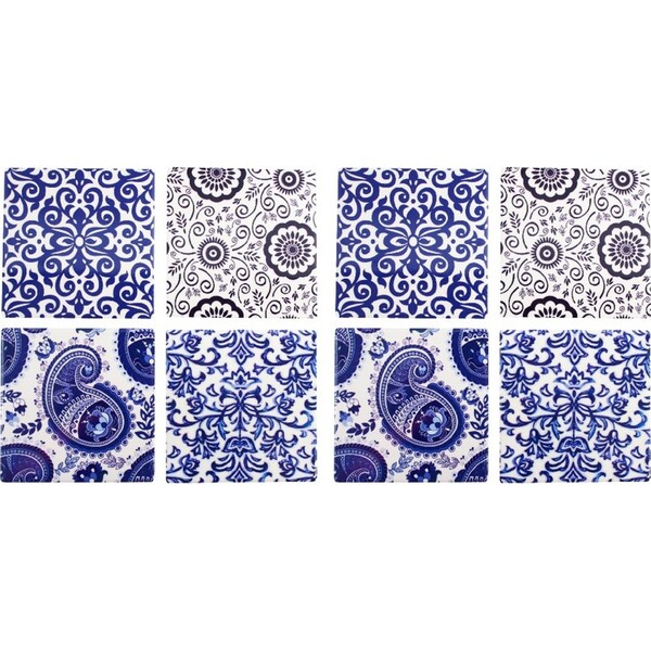 2x 4pc LVD Resin Coasters Arete Mat/Pad Home/Kitchen Decor 11cm Square Blue