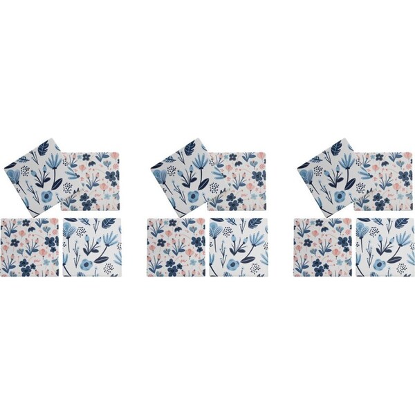 3x 4pc LVD Porcelain Coasters Cottage Blue Mat/Pad Home/Kitchen Decor 10cm Sqr