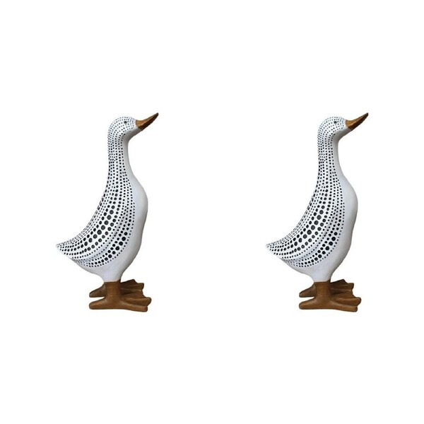 2x LVD Polyresin Duck Black Dots Sculpture Figure Home/Office Decor 30.5cm Tall