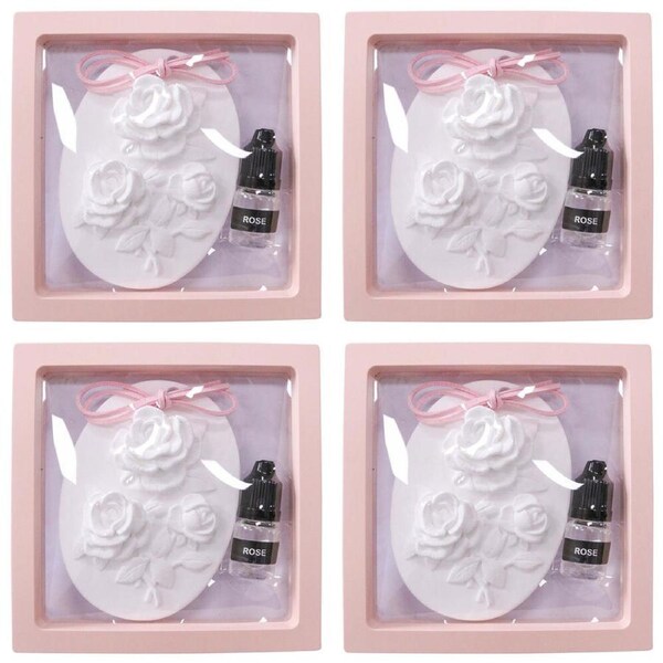 4x LVD Ceramic/Plastic Scented Hanger w/Rose Oil Scent Wardrobe Freshener Large