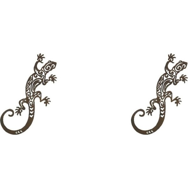 2x LVD Metal Wall Art Gecko Decorative Ornament Figure Home/Garden Decor Brown