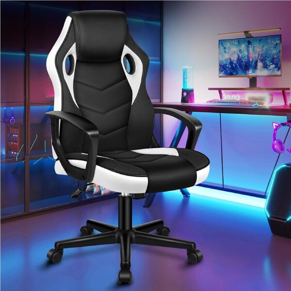 ALFORDSON Gaming Chair Racing Office Executive Computer Seat Work White