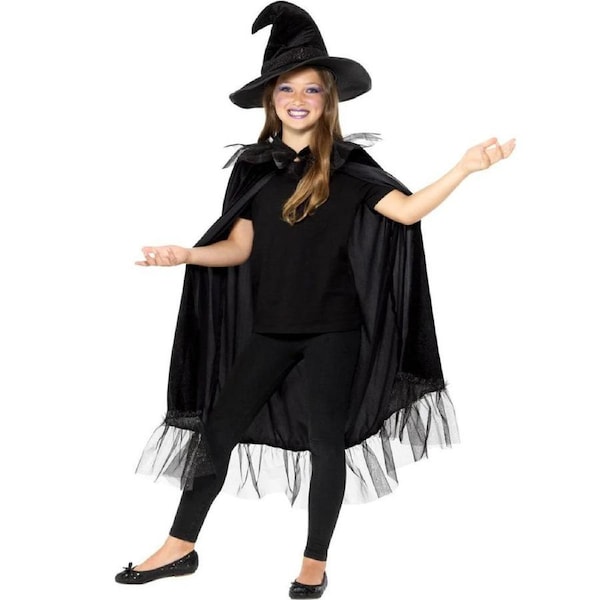 Sparkly Witch Cloak and Hat Halloween Set