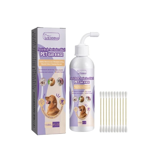 Pet Ear Cleaner Drops for Dogs and Cats Clears Earwax and Eliminates Odors