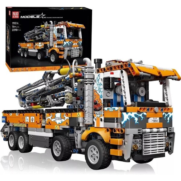 Mould King 19014 Technology Pneumatic Concrete Pump Truck Heavy Duty Tow 2098 Pc