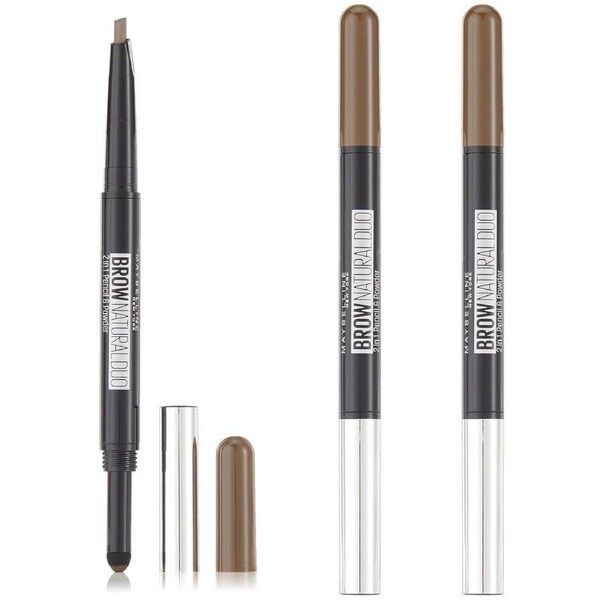 3x Maybelline New York Natural Eye Brow Duo 2 in 1 Pencil & Powder - Deep Brown