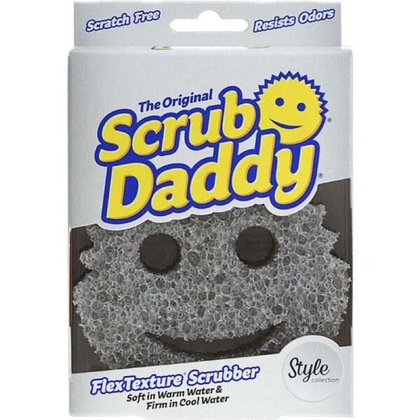 Scrub Daddy Grey - Multipurpose Cleaning Sponge - Soft in Warm Water, Firm in Cold Water for Tough Cleaning - In Stylish Grey for Colour Coded Cleaning