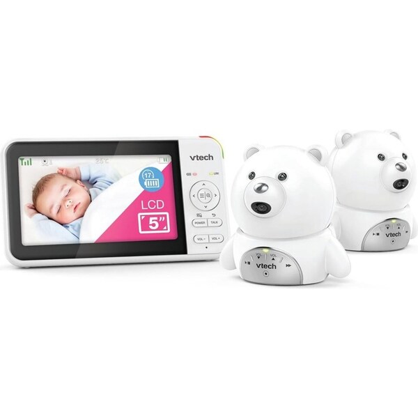 VTech Full Colour Baby Video & Audio Monitor Twin Bear Camera Pack White