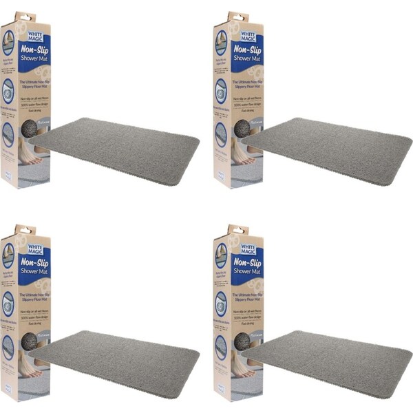 4x White Magic Home/Bathroom Non-Slip Floor Shower Quick Dry Mat/Rug Platinum