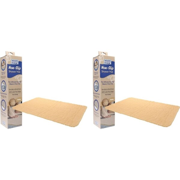 2x White Magic Home/Bathroom Non-Slip Floor Shower Quick Drying Mat/Rug Latte