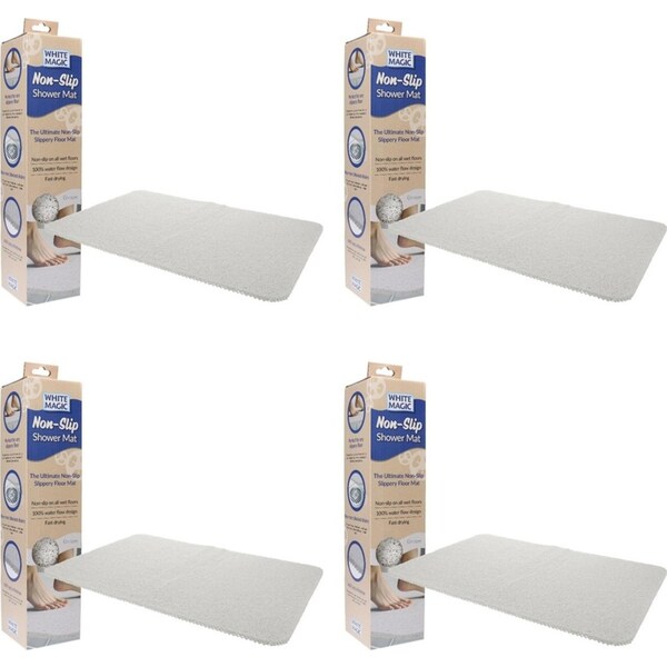 4x White Magic Home/Bathroom Non-Slip Floor Shower Quick Drying Mat/Rug Cream