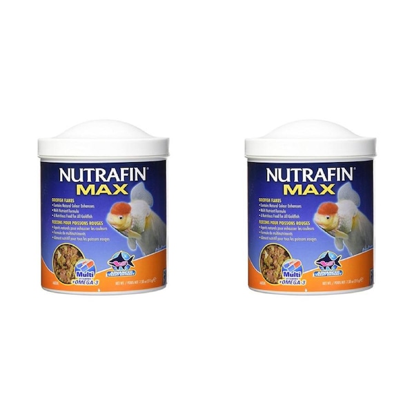2x Nutrafin Max Goldfish Aquarium Mulit Nutrient Formula Fish Food Flakes 215g