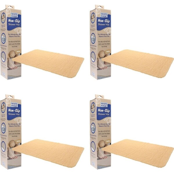 4x White Magic Home/Bathroom Non-Slip Floor Shower Quick Drying Mat/Rug Latte