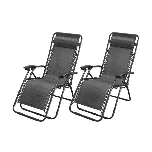 Hacienda 2 Pcs Zero Gravity Folding Reclining Chair (Black)