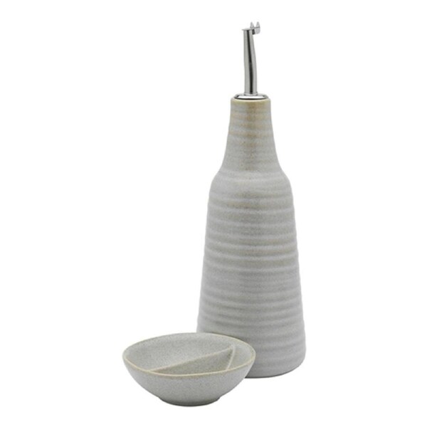 Ecology Ottawa Oil Bottle & Salt Dish Set 450ml / 10cm - Oyster