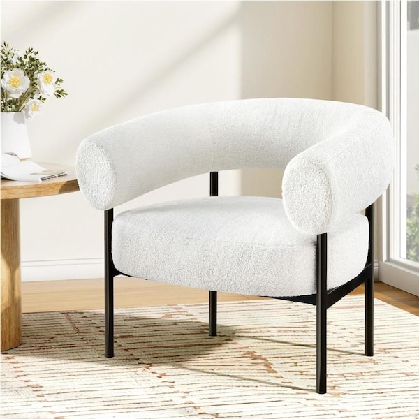 Artiss Armchair Accent Chair Curved Boucle White