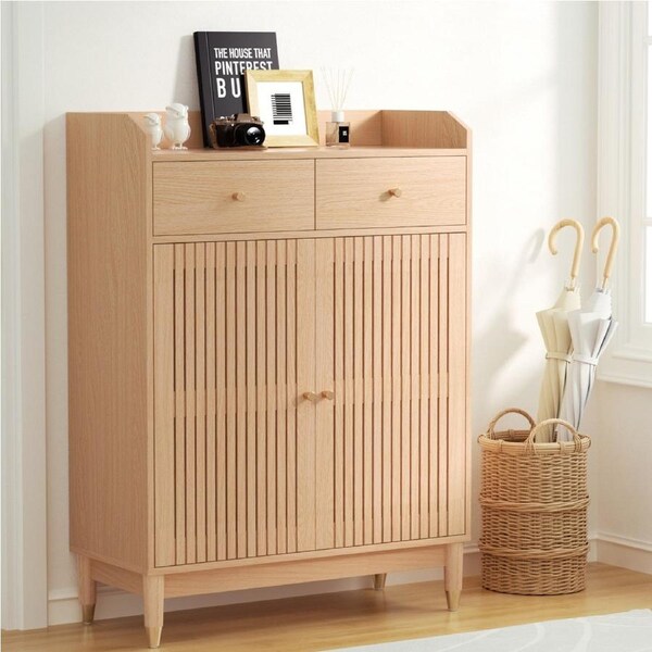 16 Pairs Artiss Shoe Rack Cabinet 4-Tier Pine