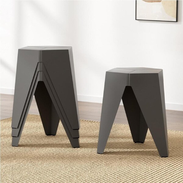 4PC Artiss Puzzle Stool Bar Stools Stackable Grey