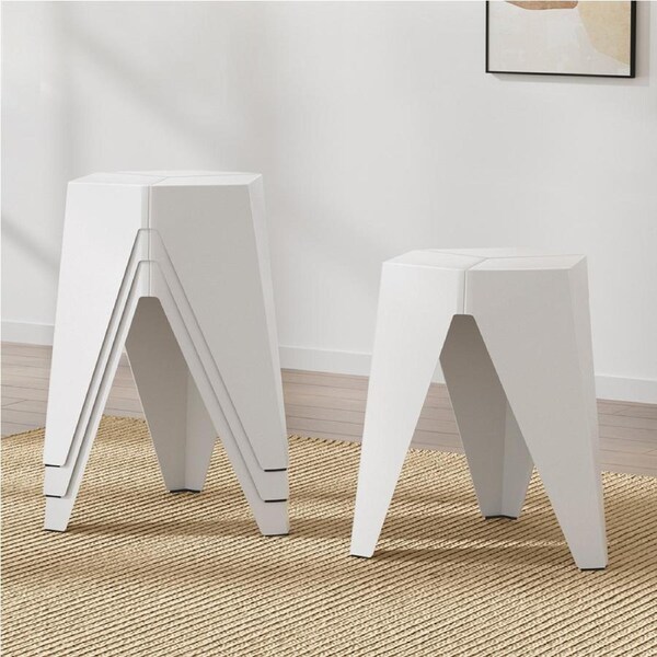 4x Artiss Puzzle Stool Bar Stools Stackable White