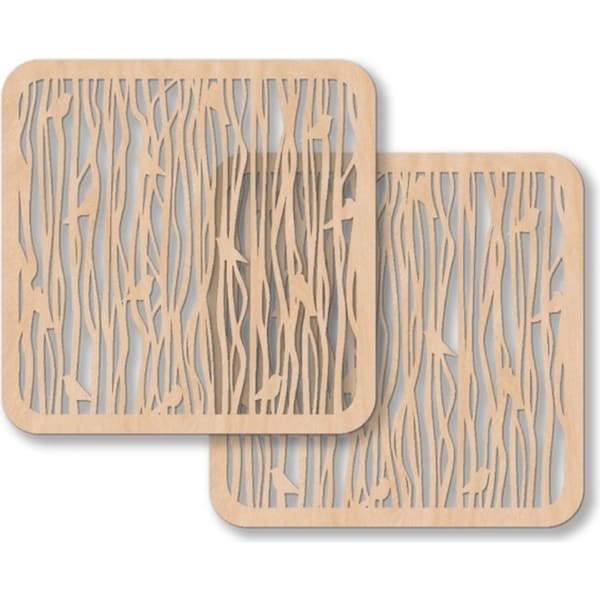 2pc Nord Deco Wooden Coaster Home Kitchen Serveware 10x10cm Small Birds