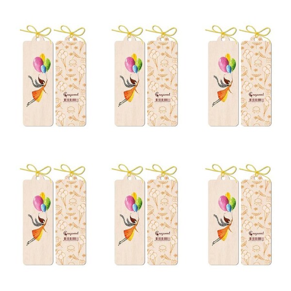 6x Cozywood Wooden Bookmark 4.5x14cm w/ stationery Waxed Ribbon Toward Dreams