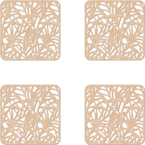 4x Nord Deco Wooden Coaster Home Kitchen Tabletop Serveware Decor 10x10cm Bamboo