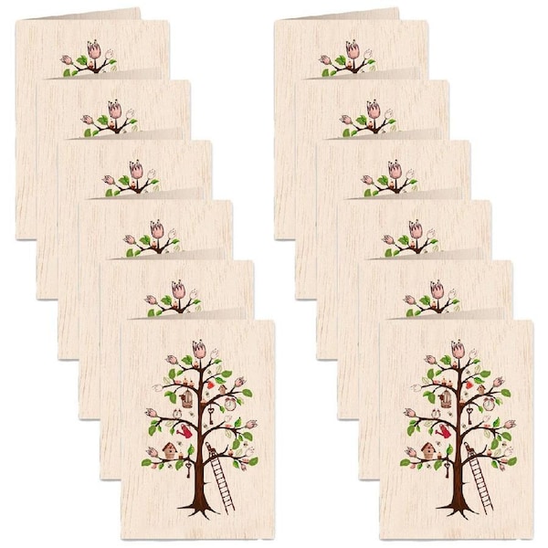 12x Cozywood Wooden Greeting Card 11x16cm stationery w/ Envelope Tree of Life