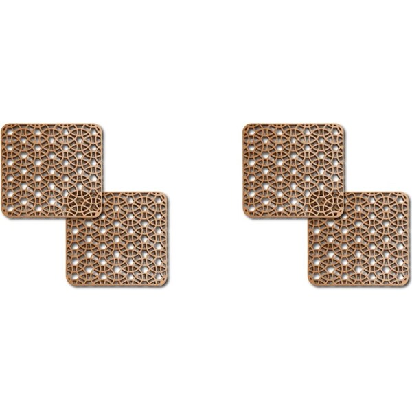 2x 2pc Nord Deco Wooden Coaster Home Kitchen Serveware 10x10cm Crossed Circles