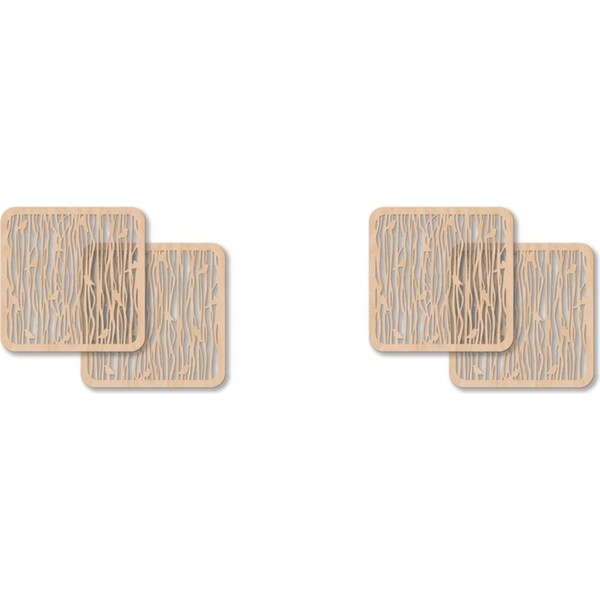 2x 2pc Nord Deco Wooden Coaster Home Kitchen Serveware 10x10cm Small Birds