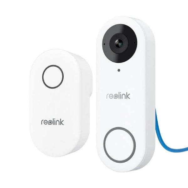 Reolink Smart Wired Doorbell with Chime, 2K HD Video, Power over Ethernet, Person Detection, Works with Reolink NVRs, White