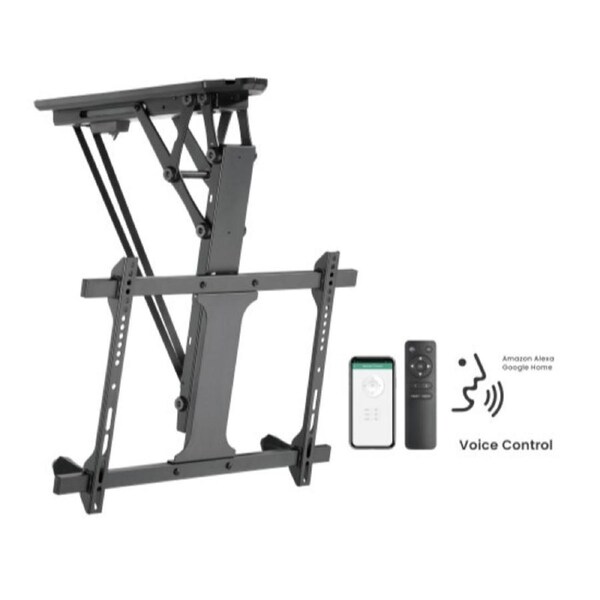 Brateck PLB-M0546AI SMART FLIP DOWN TV CEILING MOUNT POWERED BY TUYA Support most 32' ~ 70' TVs (Black)