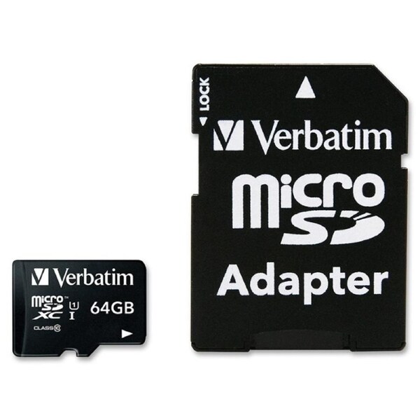 Verbatim 44084 64GB Micro SDXC Card Class 10 UHS-I With Adaptor Up to 45MBperSec