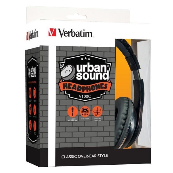 Verbatim 65066 Stereo Headphone 3.5mm - Black Headphones Over-Ear Design